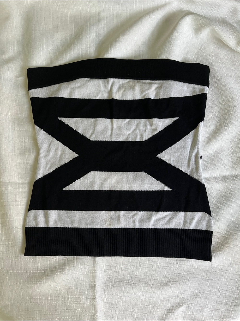Cache Black and White Striped Strapless Tube Top